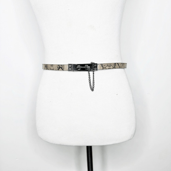 SERAPHINE snakeskin LEATHER skinny belt waist cinching womens S/M - Picture 1 of 7
